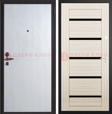 Белая стальная дверь с МДФ ДМ-346