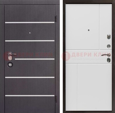 Темная стальная дверь с белыми вставками с МДФ ДМ-482