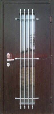 Современная стальная дверь с Виноритом стеклом и ковкой ДСК-262 в Воронеже